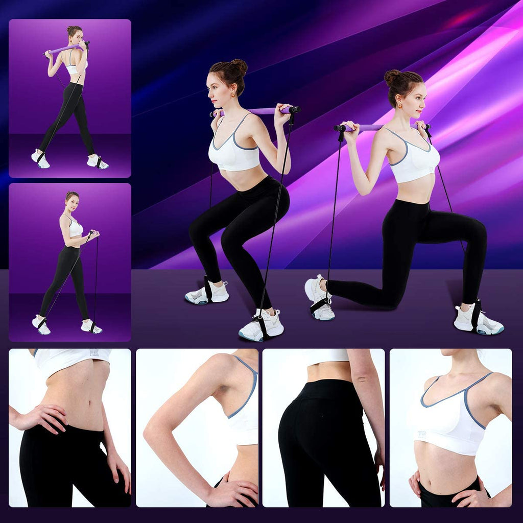 Pilates Stick z elastyczną gumą – do ćwiczeń, jogi i fitness