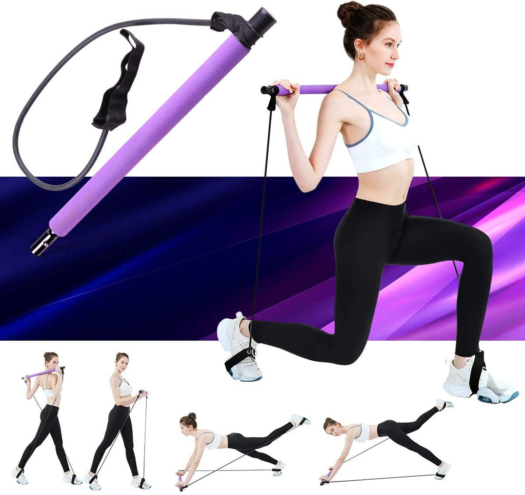 Pilates Stick z elastyczną gumą – do ćwiczeń, jogi i fitness