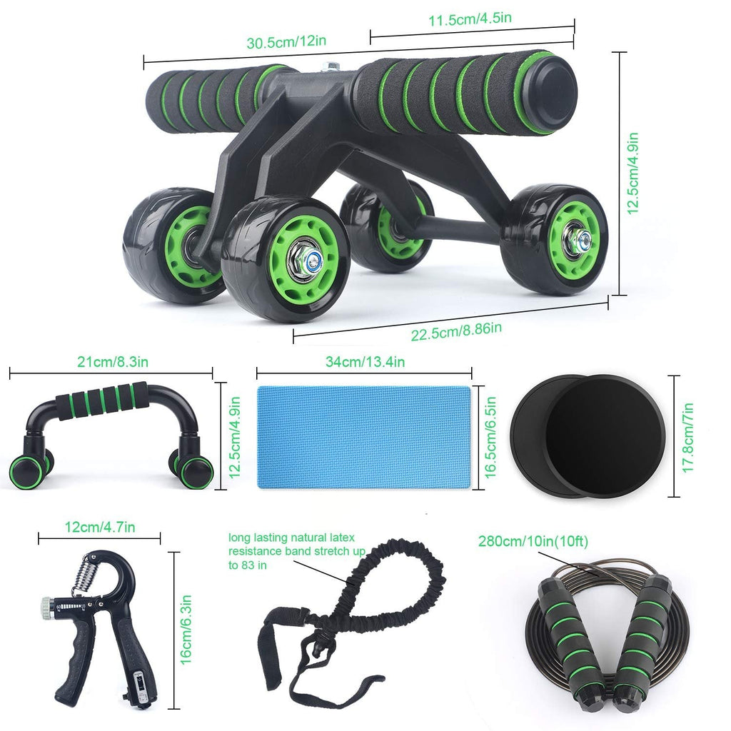 Zestaw treningowy 10w1 – kółko do ćwiczeń AB Roller + akcesoria